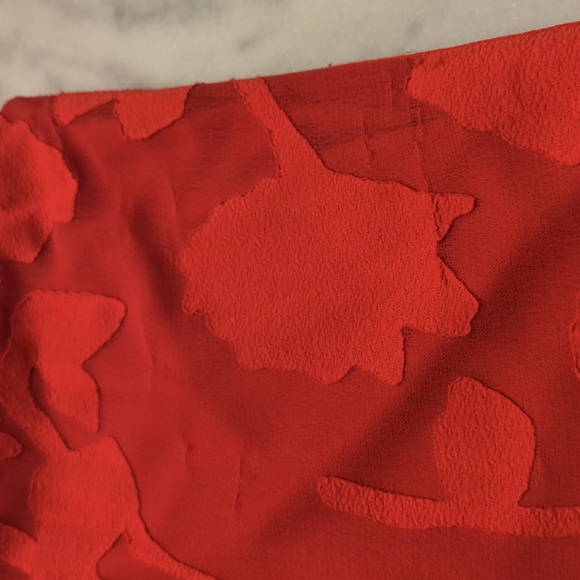 Waverly Grey drop waist halter dress-red sheer embroidered overlay flare skirt S - Picture 9 of 12